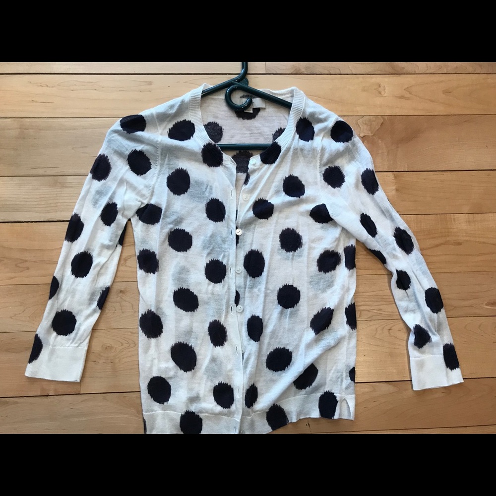 Loft white and navy cardigan